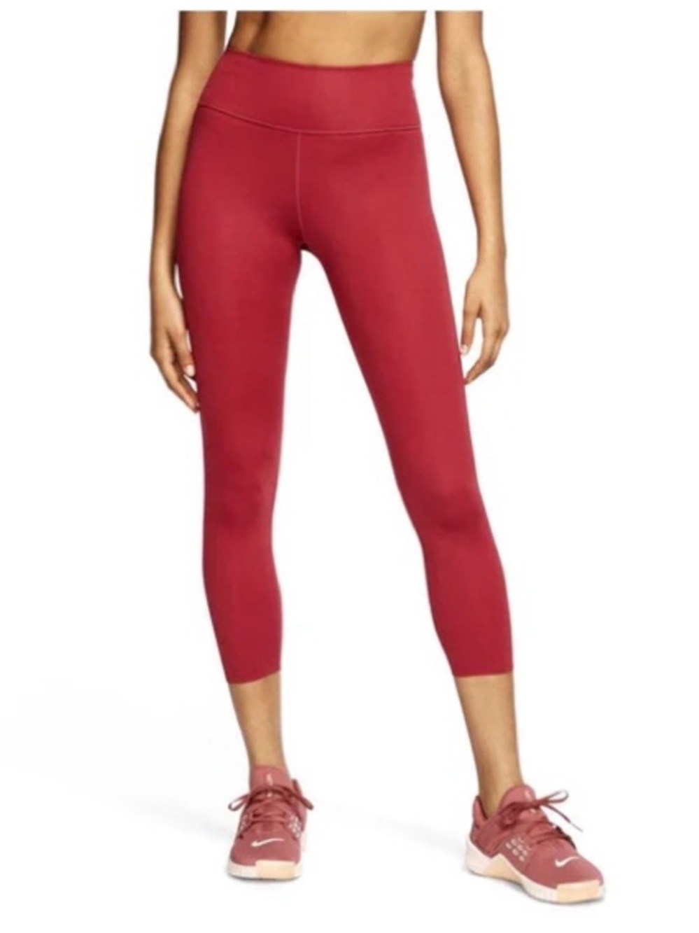 Nike ONE LUXE Dri-fit Mid-Rise Tight Fit 7/8 Rose Red Leggings Sz Med